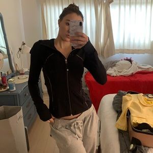 Black with gold detail limited edition Lululemon zip up jacket